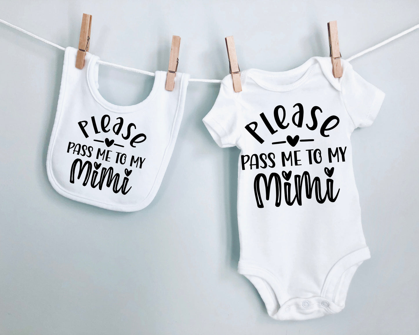 Baby Bib and Onesie Set- Pass Me To MiMi Bib and Onesie set