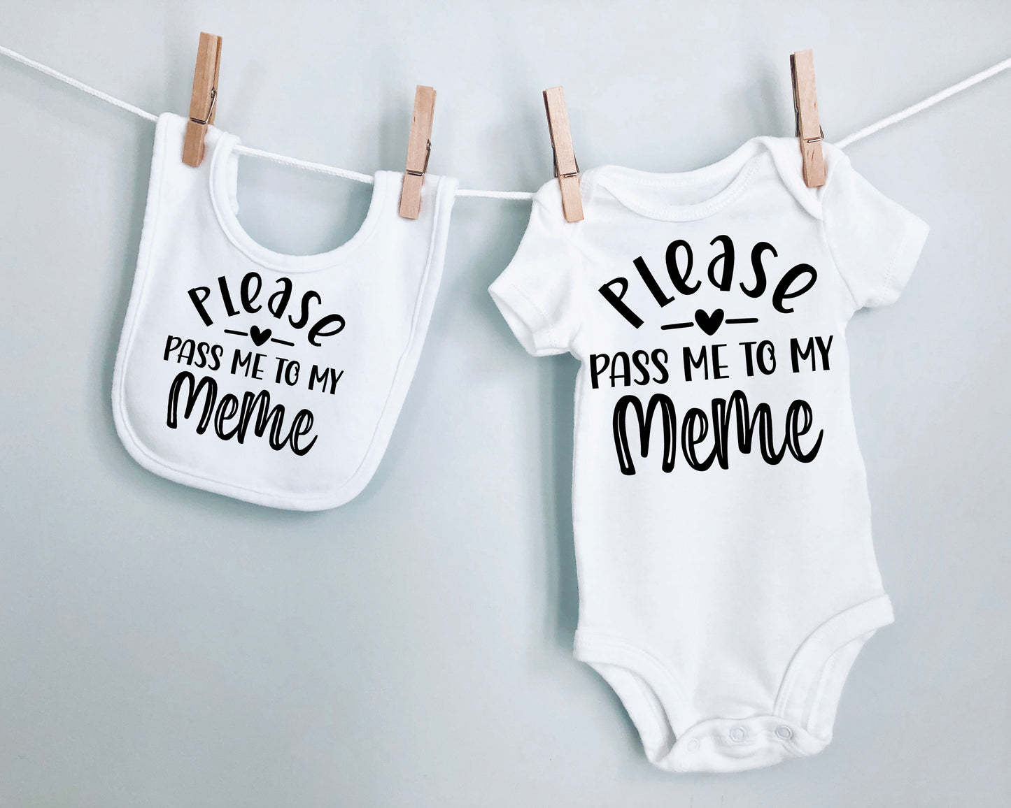 Baby Bib and Onesie Set- Pass Me To MeMe Bib and Onesie set