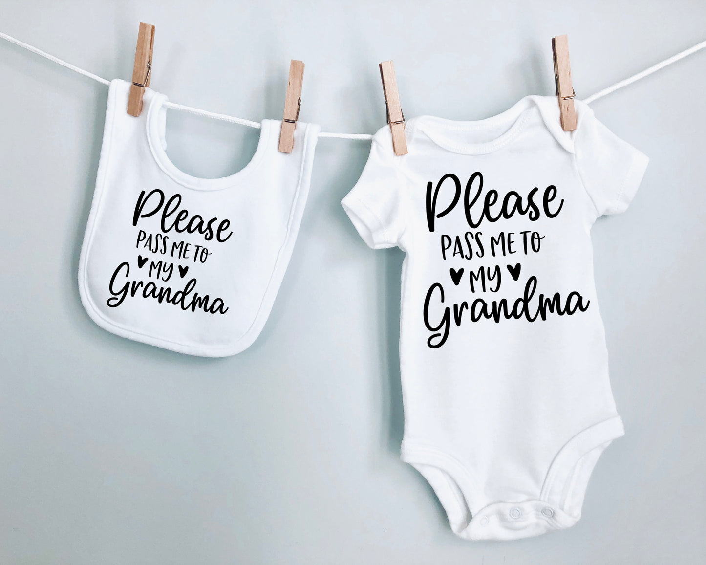 Baby Bib and Onesie Set- Pass Me To Grandma Bib and Onesie set