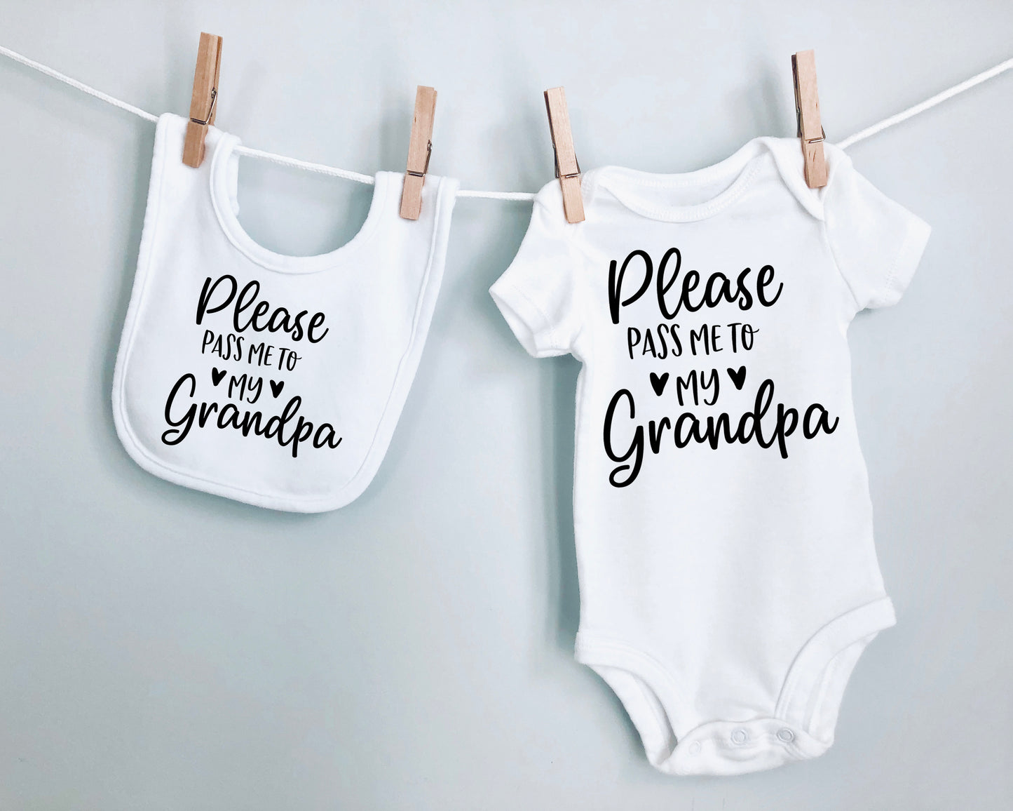 Baby Bib and Onesie Set- Pass Me To Grandpa Bib and Onesie set